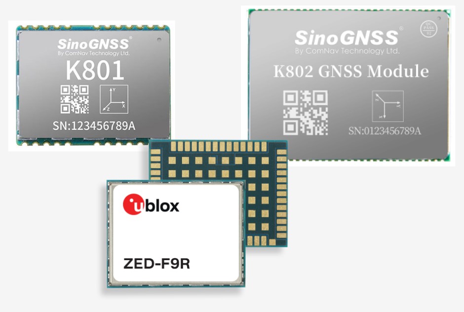 Сравнение показателей навигационных модулей QinNav K801 и K802 с u-blox ZED-F9R