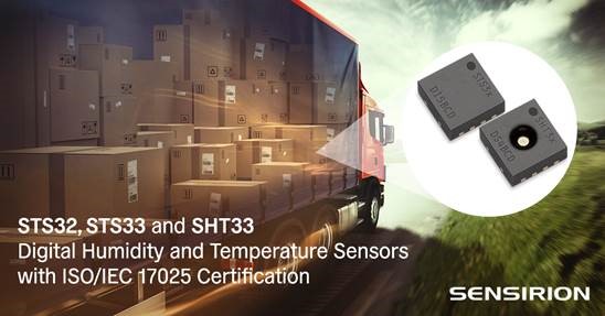 STS32, STS33 и SHT33 Цифровые датчики влажности и температуры с малым дрейфом, сертифицированные по стандарту ISO/IEC 17025